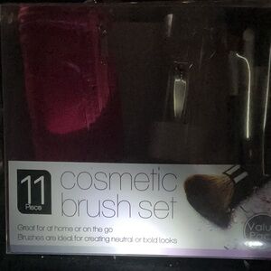 11-Piece Cosmetic Brush Set - Pink and Black
